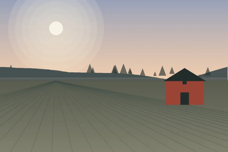 Engen Pork Co-op — illustration of the farm landscape