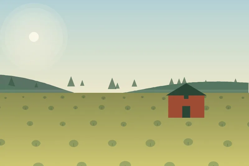 Isle Pierre Dairy — illustration of the farm landscape