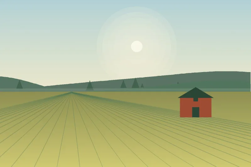 Nulki Lake Highland Beef — illustration of the farm landscape